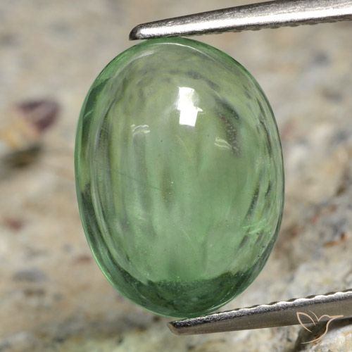 5.07ct Naturale Verde medio Fluorite, Ovale, Trasparente