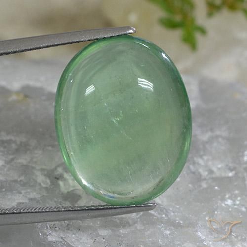 24.65ct Naturale Verde chiaro Fluorite, Ovale, Trasparente