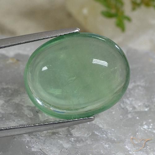 Fluorite Verde chiaro naturale da 24.65 ct, Ovale, Trasparente