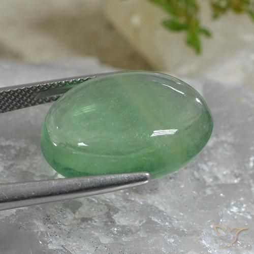 Fluorite Verde chiaro naturale da 24.65 ct, Ovale, Trasparente