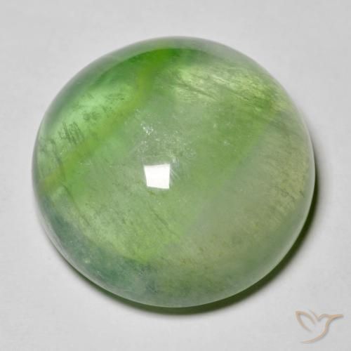 Fluorite Pera Verde naturale da 38.51 ct, Rotondo, Trasparente