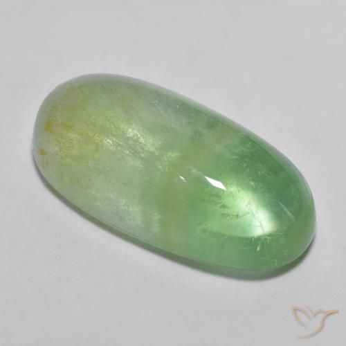 14.07ct Naturale Verde giallastro Fluorite, Ovale, Trasparente