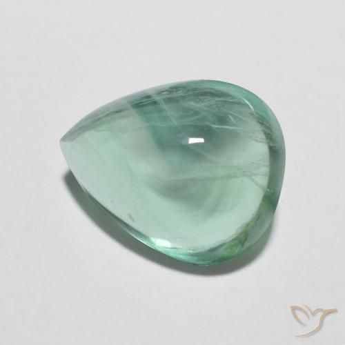 Fluorite Verde bluastro chiaro naturale da 6.47 ct, Forma a pera, Trasparente