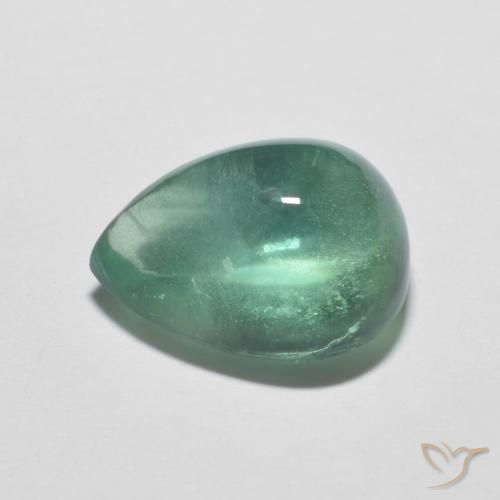 Fluorite Verde bluastro chiaro naturale da 6.47 ct, Forma a pera, Trasparente
