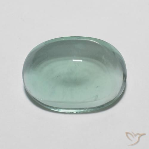 7.09ct Naturale Azzurro Verde molto chiaro Fluorite, Ovale, Trasparente