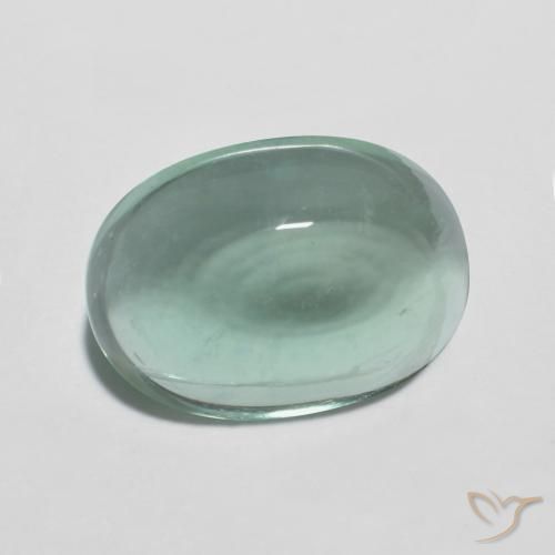 Fluorite Azzurro Verde molto chiaro naturale da 7.09 ct, Ovale, Trasparente