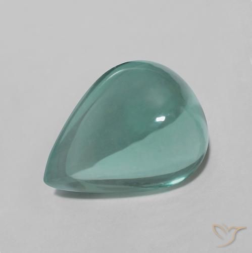 Fluorite Blu verdastro naturale da 5.39 ct, Forma a pera, Trasparente