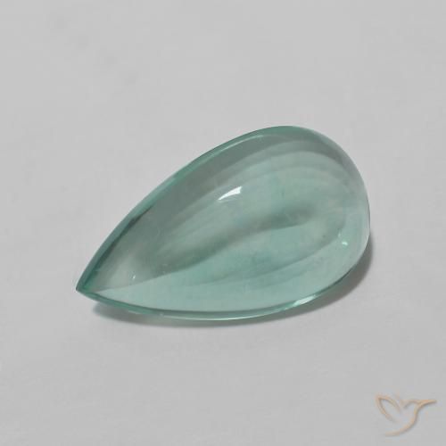 Fluorite Verde bluastro chiaro naturale da 4.78 ct, Forma a pera, Trasparente