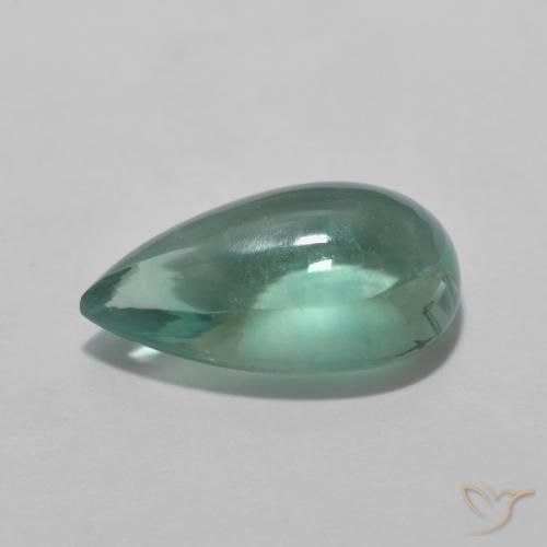 Fluorite Verde bluastro chiaro naturale da 4.78 ct, Forma a pera, Trasparente