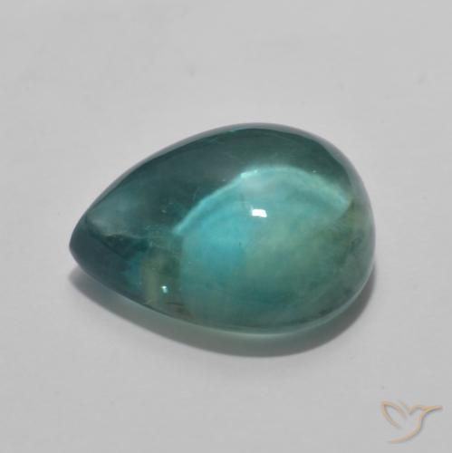 Fluorite Blu verde naturale da 7.89 ct, Forma a pera, Trasparente