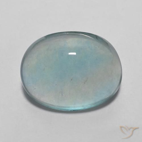 Fluorite Azzurro Verde molto chiaro naturale da 3.98 ct, Ovale, Trasparente