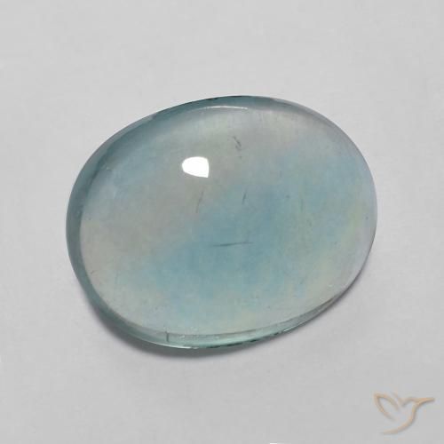 Fluorite Azzurro Verde molto chiaro naturale da 3.98 ct, Ovale, Trasparente