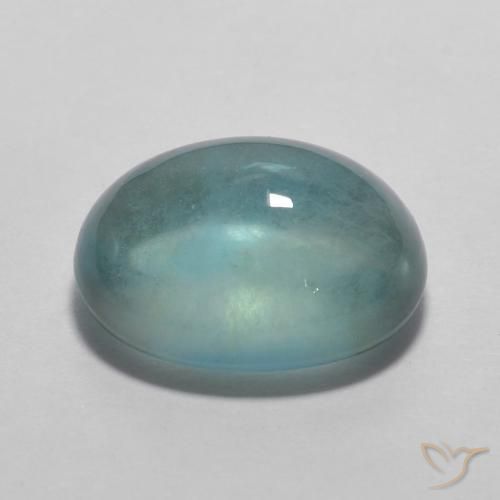 Fluorite Azzurro Verde molto chiaro naturale da 3.98 ct, Ovale, Trasparente