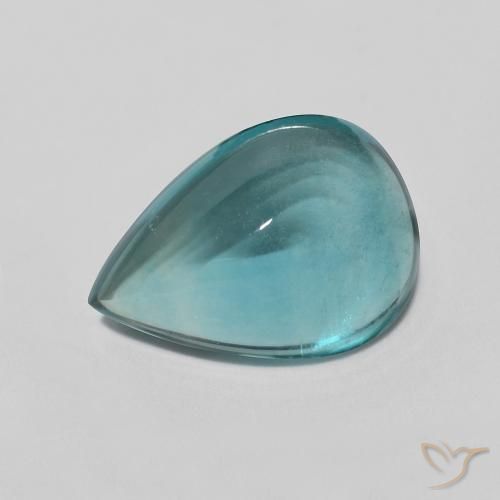 Fluorite Medium Dark Blue-Green naturale da 2.97 ct, Forma a pera, Trasparente
