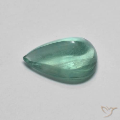 Fluorite Verde bluastro chiaro naturale da 3.03 ct, Forma a pera, Trasparente