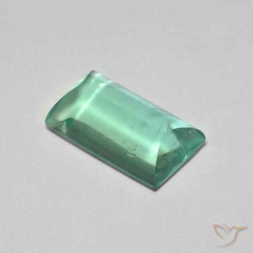 Fluorite Verde chiaro naturale da 5.89 ct, Taglio a baguette, Trasparente