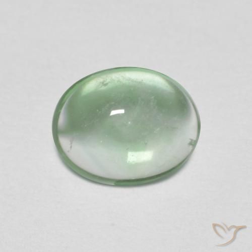 Fluorite Verde giallastro pallido naturale da 1.31 ct, Taglio ovale, Trasparente