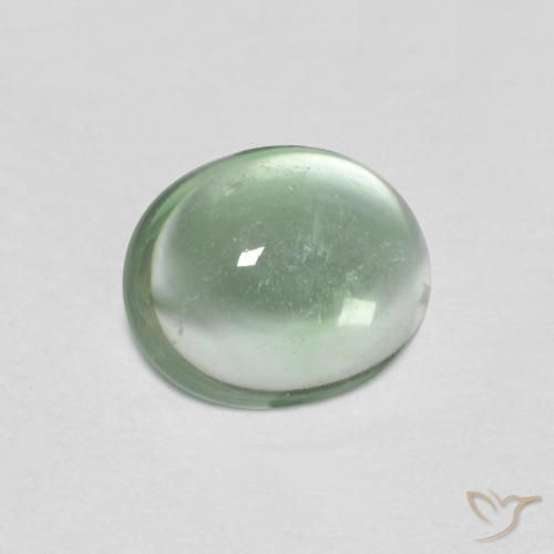 Fluorite Verde giallastro pallido naturale da 1.31 ct, Taglio ovale, Trasparente