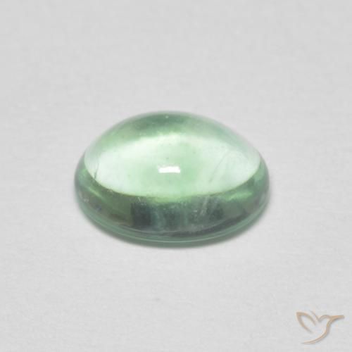 Fluorite Verde giallastro pallido naturale da 1.31 ct, Taglio ovale, Trasparente