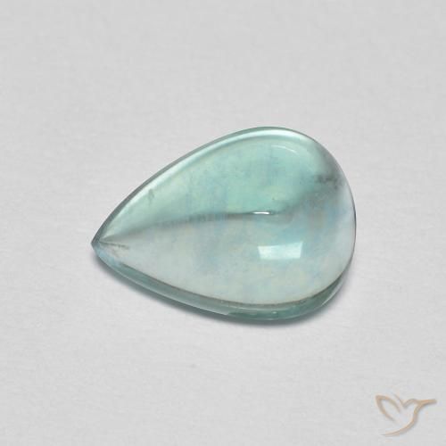 Fluorite Verde bluastro chiaro naturale da 1.97 ct, Forma a pera, Trasparente