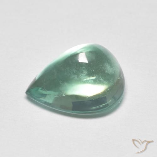 Fluorite Verde bluastro naturale da 3.38 ct, Forma a pera, Trasparente