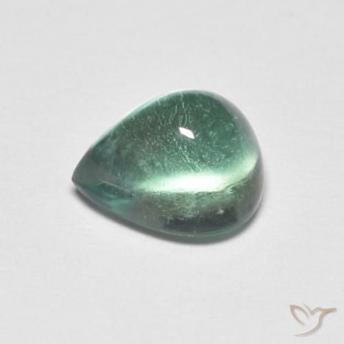 Fluorite Verde bluastro chiaro naturale da 2.77 ct, Forma a pera, Trasparente