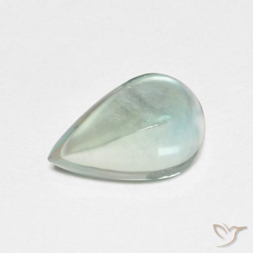 Fluorite Verde bluastro chiaro naturale da 1.95 ct, Forma a pera, Trasparente