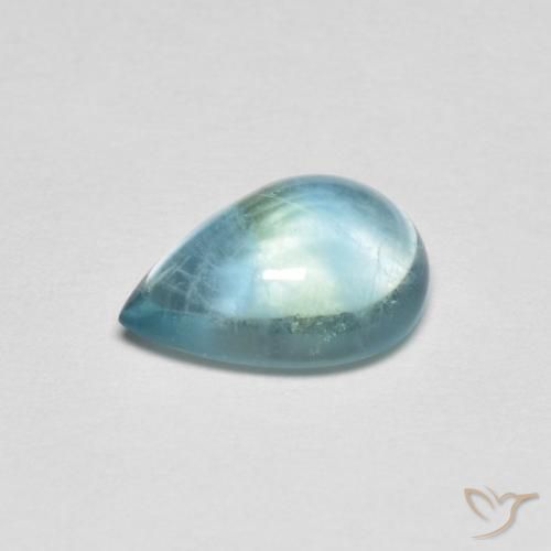 Fluorite Verde bluastro chiaro naturale da 2.10 ct, Forma a pera, Trasparente