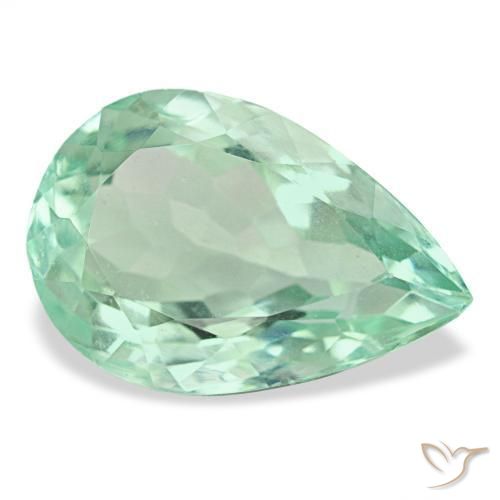 Fluorite naturale turchese da 9,02 ct, taglio a pera, VVS-VS