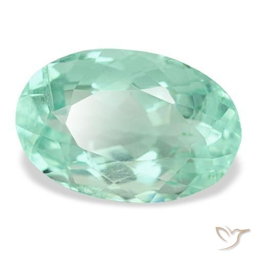 Fluorite naturale turchese da 9,72 ct, taglio ovale, VVS-VS