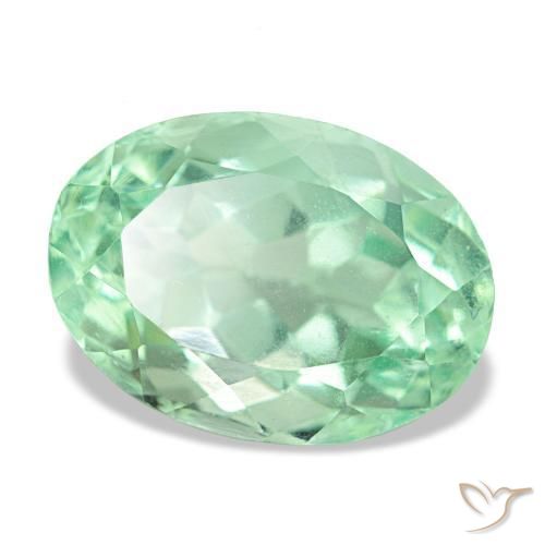 Fluorite naturale verde da 4,87 ct, taglio ovale, VS