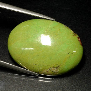 Gaspeite naturale verde da 18,18 ct, taglio ovale, opaco