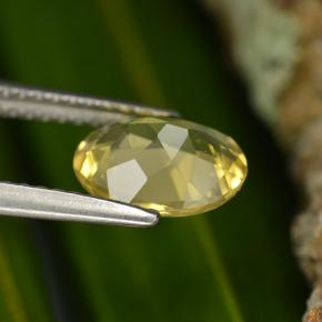 Berillo dorato naturale giallo da 1,22 ct, taglio ovale, VVS-VS