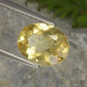 Berillo dorato naturale giallo da 1,48 ct, taglio ovale, VS