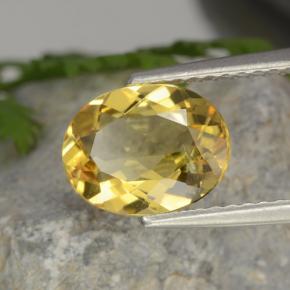 Berillo dorato naturale giallo da 1,52 ct, taglio ovale, VVS-VS