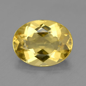 Berillo dorato naturale giallo da 1,53 ct, taglio ovale, VVS