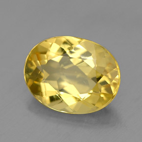 Berillo dorato naturale giallo da 1,53 ct, taglio ovale, VVS
