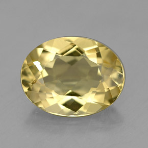 Berillo dorato naturale giallo da 1,47 ct, taglio ovale, VVS