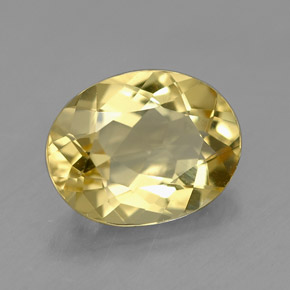 Berillo dorato naturale giallo da 1,47 ct, taglio ovale, VVS