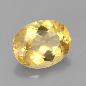 Berillo dorato naturale giallo da 1,69 ct, taglio ovale, VVS-VS