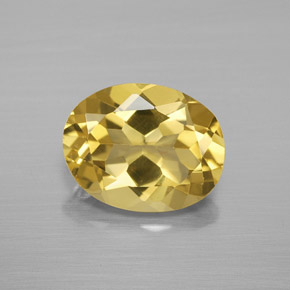 Berillo dorato naturale giallo da 2,42 ct, taglio ovale, VS