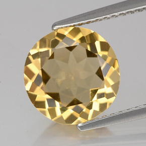 Berillo dorato naturale giallo da 3,15 ct, taglio rotondo, VS