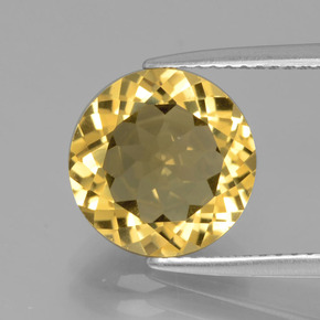 Berillo dorato naturale giallo da 3,42 ct, taglio rotondo, VVS-VS