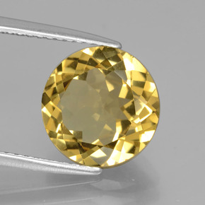 Berillo dorato naturale giallo da 3,42 ct, taglio rotondo, VVS-VS