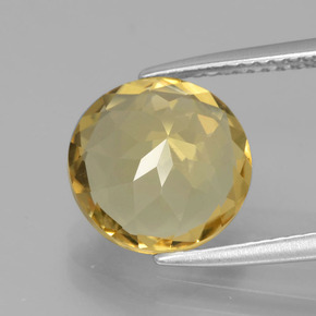 Berillo dorato naturale giallo da 3,42 ct, taglio rotondo, VVS-VS