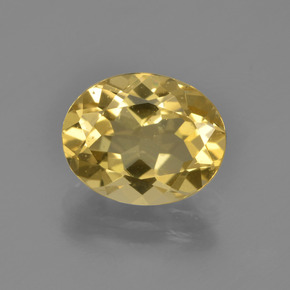 Berillo dorato naturale giallo da 2,58 ct, taglio ovale, VS