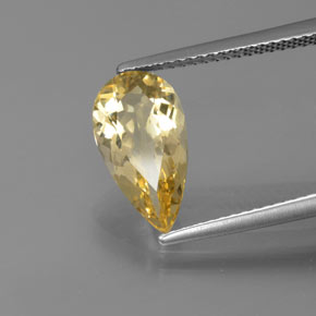 Berillo dorato naturale giallo da 2,13 ct, taglio a pera, VVS