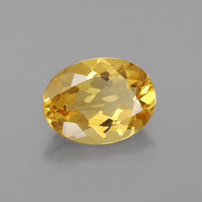 Berillo dorato naturale giallo da 1,37 ct, taglio ovale, VVS-VS
