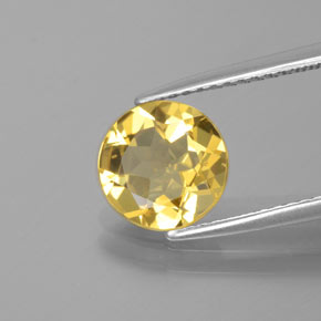 Berillo dorato naturale giallo da 1,49 ct, taglio rotondo, VVS-VS