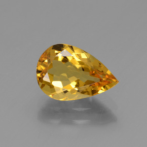 Berillo dorato naturale giallo da 1,64 ct, taglio a pera, VVS